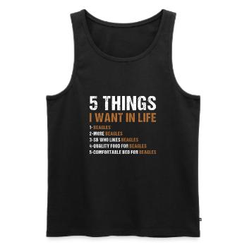 5 choses que je veux dans la vie Beagle - Débardeur bio Premium Homme - noir - Devant - Michal (187cm)