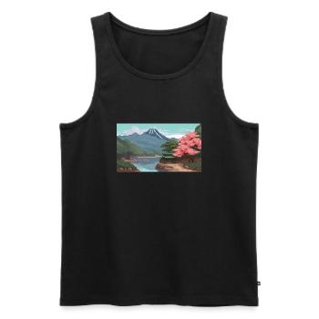Miho No, Matsubara, Japan - Pixel Art - Men's Premium Organic Tank Top - black - Front - AI Model Male 178 light (178cm)