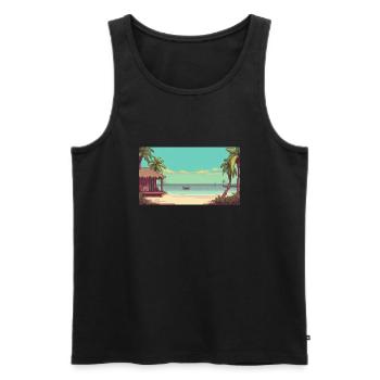 Isla Holbox, Mexico - Pixel Art - Men's Premium Organic Tank Top - black - Front - AI Model Male 178 light (178cm)