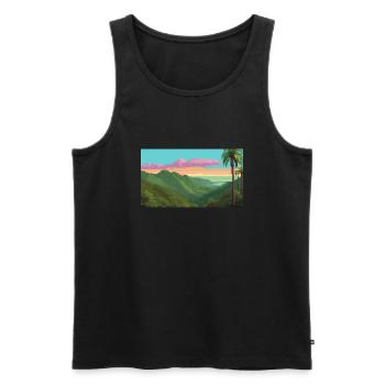 El Yunque National Forest, Puerto Rico, Pixelart - Männer Premium Bio Tank Top - Schwarz - Vorne - AI Model Male 178 light (178cm)