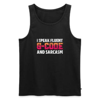 I Speak Fluent G-Code And Sarcasm CNC Machinist - Männer Premium Bio Tank Top - Schwarz - Vorne - Michal (187cm)