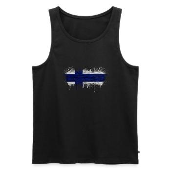 Finlande Suomi helsinki scandinavie viking fine FIN - Débardeur bio Premium Homme - noir - Devant - Michal (187cm)