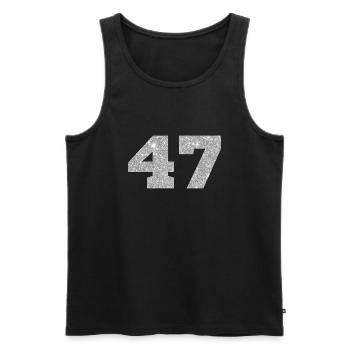 Number 47 Silver Glitter - 47th Anniversary - Men's Premium Organic Tank Top - black - Front - Michal (187cm)