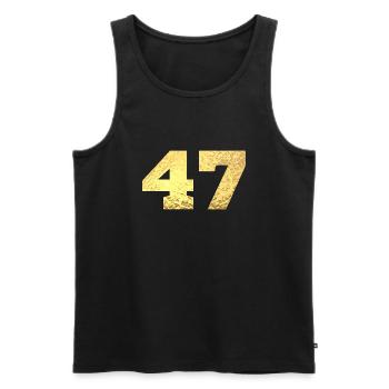 Number 47 Gold Glitter - 47th Anniversary - Men's Premium Organic Tank Top - black - Front - Michal (187cm)
