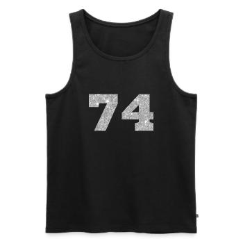 74 Silber Glitter - 74 Geburtstag - Männer Premium Bio Tank Top - Schwarz - Vorne - AI Model Male 178 light (178cm)