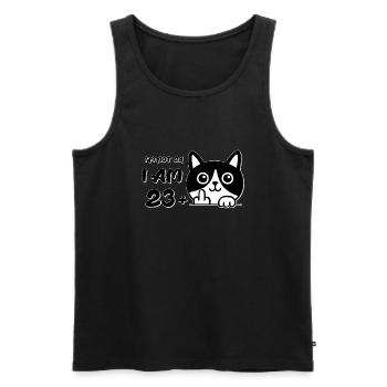 I'm Not 24, I Am 23 Plus 1 Middle Finger Cat Flip - Men's Premium Organic Tank Top - black - Front - Michal (187cm)