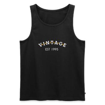 Vintage is 1995 - Men's Premium Organic Tank Top - black - Front - Michal (187cm)