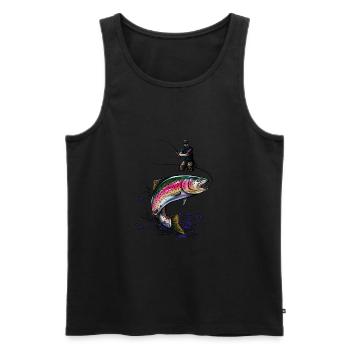 Fishing - Trout - Fly fishing - Men's Premium Organic Tank Top - black - Front - AI Model Male 178 light (178cm)