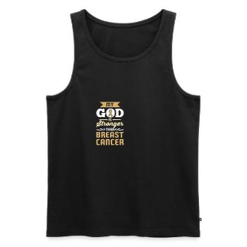 My God is stronger than breast cancer! - Gift - Men's Premium Organic Tank Top - black - Front - AI Model Male 178 light (178cm)