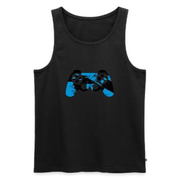 cracks old scratches cool blue design controllers - Men's Premium Organic Tank Top - black - Front - AI Model Male 178 light (178cm)