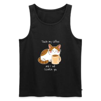 Sweet Angry Cat Coffee Monday Caffeine - Men's Premium Organic Tank Top - black - Front - AI Model Male 178 light (178cm)