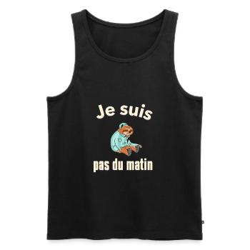 Je suis pas du matin - Débardeur bio Premium Homme - noir - Devant - AI Model Male 178 light (178cm)