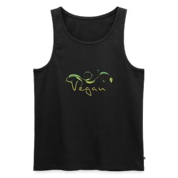 Vegan ! - Männer Premium Bio Tank Top - Schwarz - Vorne - Michal (187cm)