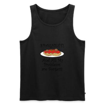 Ironisches Zitat Italienisches Essen Spaghetti - Männer Premium Bio Tank Top - Schwarz - Vorne - Michal (187cm)