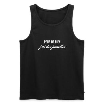 peur des rien j'ai des jumelles - Débardeur bio Premium Homme - noir - Devant - Michal (187cm)