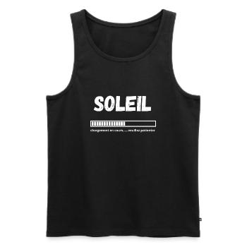 Sunshine in progress, please wait - Men's Premium Organic Tank Top - black - Front - AI Model Male 178 light (178cm)