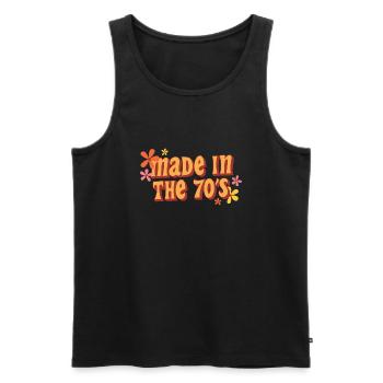 hergestellt in den 70er Jahren - Männer Premium Bio Tank Top - Schwarz - Vorne - Michal (187cm)