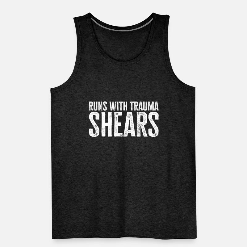 Runs With Trauma Shears - Erste Hilfe Geschenk Männer Premium Bio Tank Top