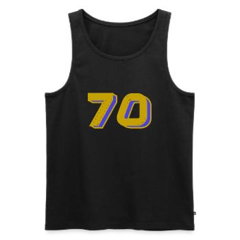 70. 70 YEARS. 70th ANNIVERSARY. 70 YEARS ANNIVERSARY. - Men's Premium Organic Tank Top - black - Front - Michal (187cm)