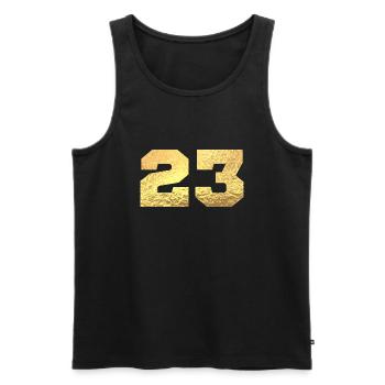 Number 23 Gold Glitter - 23rd Anniversary - Men's Premium Organic Tank Top - black - Front - AI Model Male 178 light (178cm)