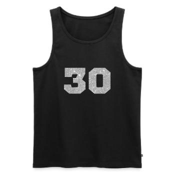 Numéro 30 paillettes argenté - 30e anniversaire - Débardeur bio Premium Homme - noir - Devant - Michal (187cm)