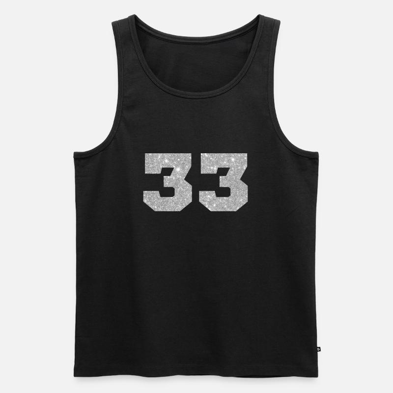 Nummer 33 Silberglitter - 33. Jubiläum - Männer Premium Bio Tank Top - Schwarz