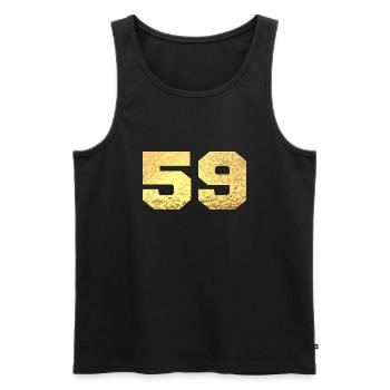 Numéro 59 paillettes doré - 59e anniversaire - Débardeur bio Premium Homme - noir - Devant - Michal (187cm)