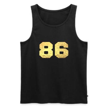 Number 86 Gold Glitter - 86th Anniversary - Men's Premium Organic Tank Top - black - Front - AI Model Male 178 light (178cm)