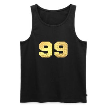 Numéro 99 paillettes doré - 99e anniversaire - Débardeur bio Premium Homme - noir - Devant - Michal (187cm)