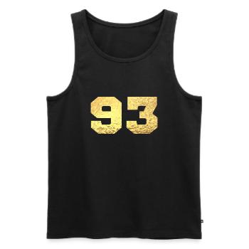 Number 93 Gold Glitter - 93rd Anniversary - Men's Premium Organic Tank Top - black - Front - AI Model Male 178 light (178cm)
