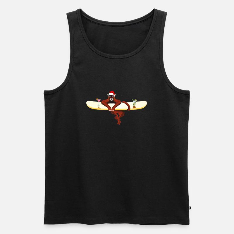 Katze auf einem Surfbrett - Männer Premium Bio Tank Top - Schwarz