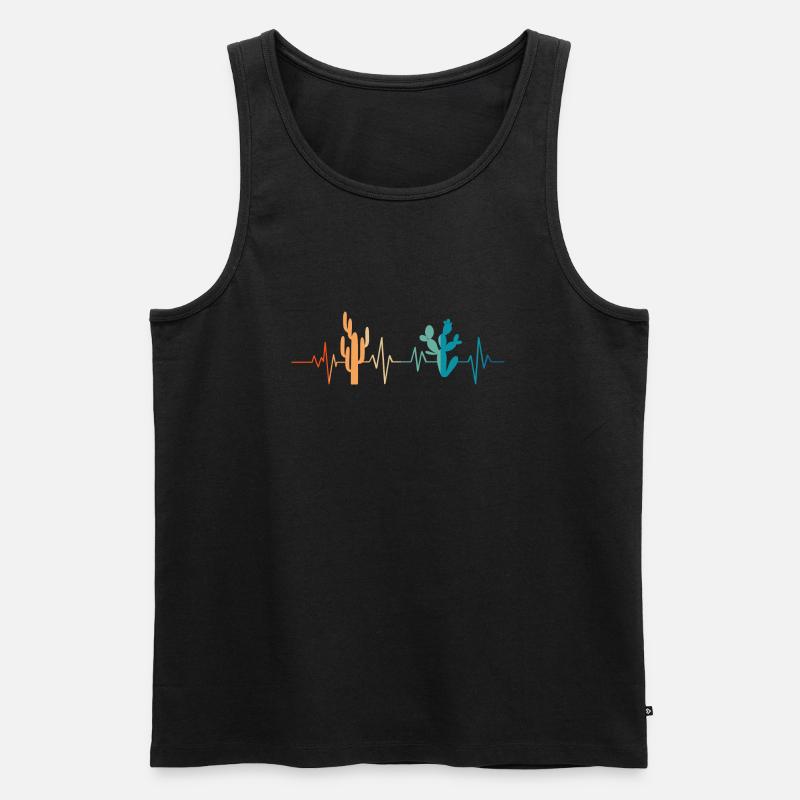 Kaktus Herzschlag - Geschenkidee - Männer Premium Bio Tank Top - Schwarz
