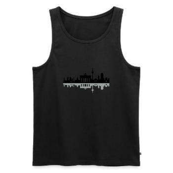 Skyline Berlin Schatten - Männer Premium Bio Tank Top - Schwarz - Vorne - AI Model Male 178 light (178cm)