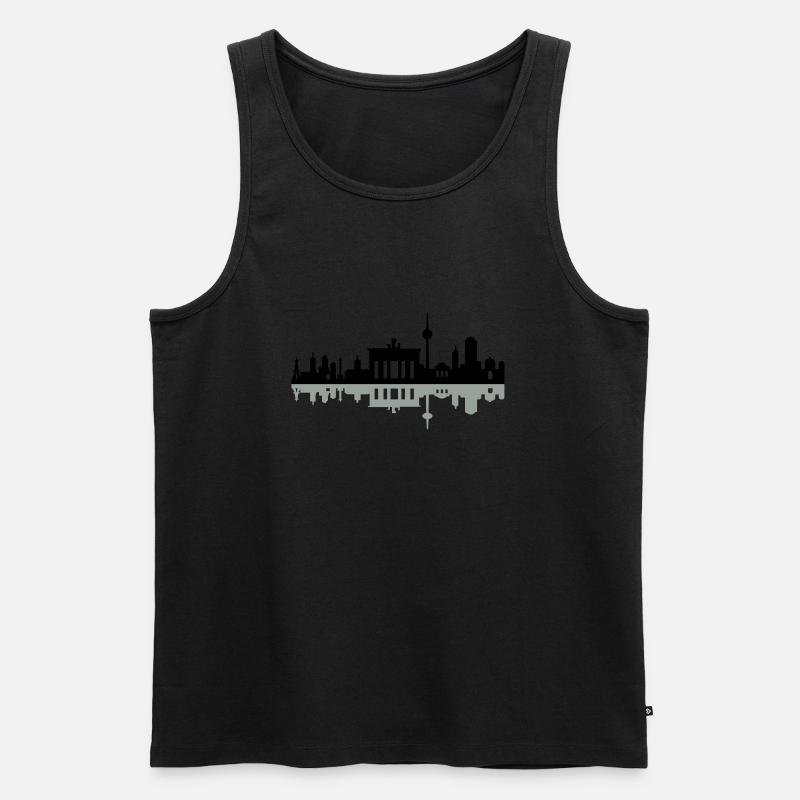 Skyline Berlin Schatten - Männer Premium Bio Tank Top - Schwarz