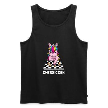 Chessicorn Funny Unicorn Chess Playing Girl Gift - Men's Premium Organic Tank Top - black - Front - Michal (187cm)