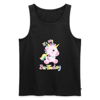 C'est mon 4ème anniversaire bébé cadeau de licorne - Débardeur bio Premium Homme - noir - Devant - Michal (187cm)