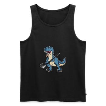 Lustiges Dinosaurier Dino Hockey Hockeyspieler - Männer Premium Bio Tank Top - Schwarz - Vorne - AI Model Male 178 light (178cm)