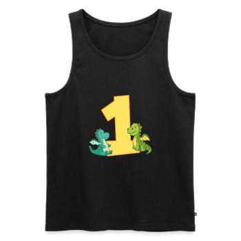 1er anniversaire dragon 1 année Vieux enfants cadeau - Débardeur bio Premium Homme - noir - Devant - AI Model Male 178 light (178cm)