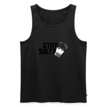 Stay Salty Logo - Männer Premium Bio Tank Top - Schwarz - Vorne - AI Model Male 178 light (178cm)