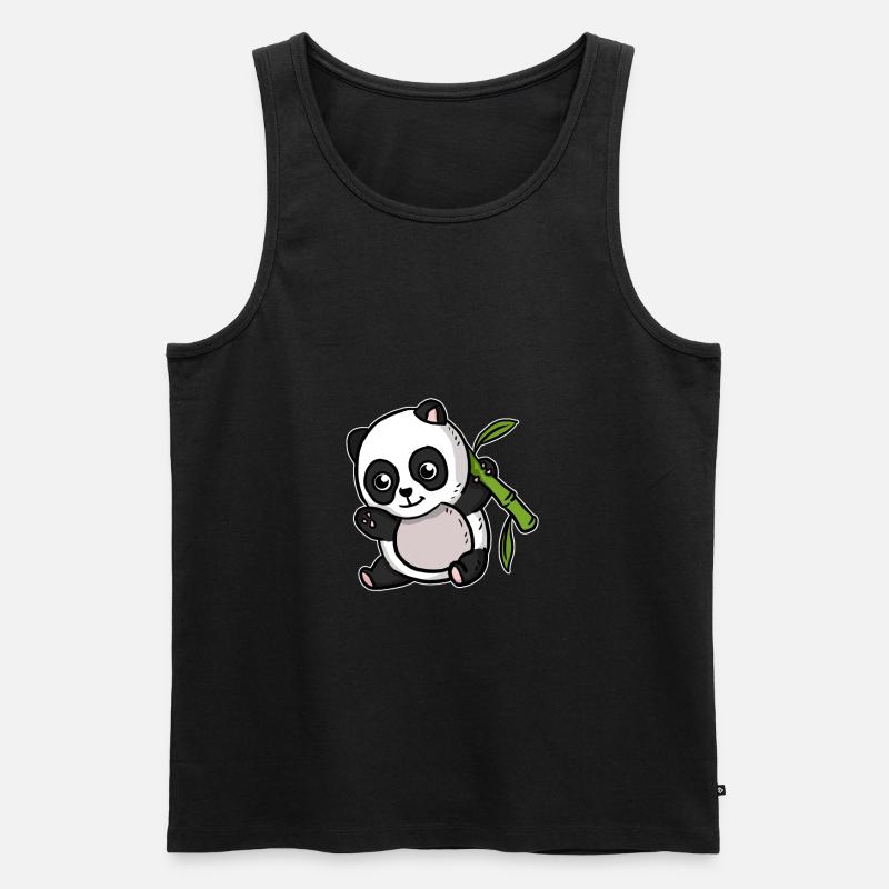 Cute Kawaii Panda Bear - Men's Premium Organic Tank Top - black