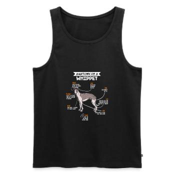 Whippet anatomie chien cadeau - Débardeur bio Premium Homme - noir - Devant - Michal (187cm)