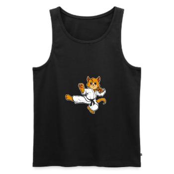 Cool Cat MMA Karate Kickboxing Fighter Gift Idea - Men's Premium Organic Tank Top - black - Front - Michal (187cm)