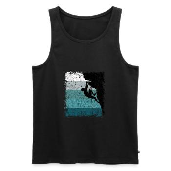 Idée cadeau d’escalade vintage - Débardeur bio Premium Homme - noir - Devant - Michal (187cm)
