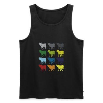 Néon Pop Art Rétro Vache Vache Agriculteur Cadeau - Débardeur bio Premium Homme - noir - Devant - Michal (187cm)