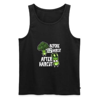 Fun Vorher Und Nach Dem Haarschnitt Geschenkidee - Männer Premium Bio Tank Top - Schwarz - Vorne - AI Model Male 178 light (178cm)