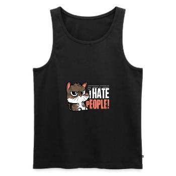 I Hate People Cat Gift Idea - Men's Premium Organic Tank Top - black - Front - Michal (187cm)