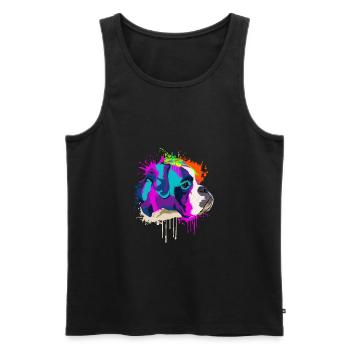 Splash Art Boxer Dog Lover Gift Idea - Men's Premium Organic Tank Top - black - Front - Michal (187cm)