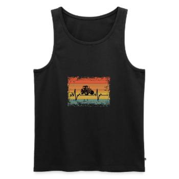 Vintage Heartbeat Tractor Retro Gift Idea - Men's Premium Organic Tank Top - black - Front - Michal (187cm)