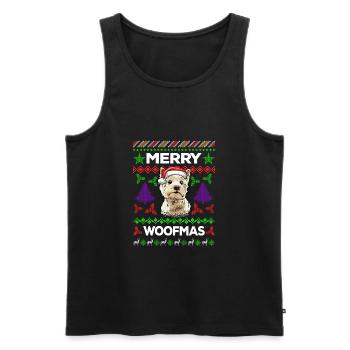 Merry Woofmas Ugly Sweater West Highland Terrier - Débardeur bio Premium Homme - noir - Devant - AI Model Male 178 light (178cm)