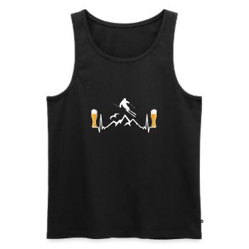 Apres Ski Bier Weizen Geschenk lustig EKG - Männer Premium Bio Tank Top - Schwarz - Vorne - Michal (187cm)